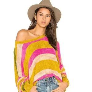 Free People All About You Striped Stretch Oversized Boho Pullover Sweater